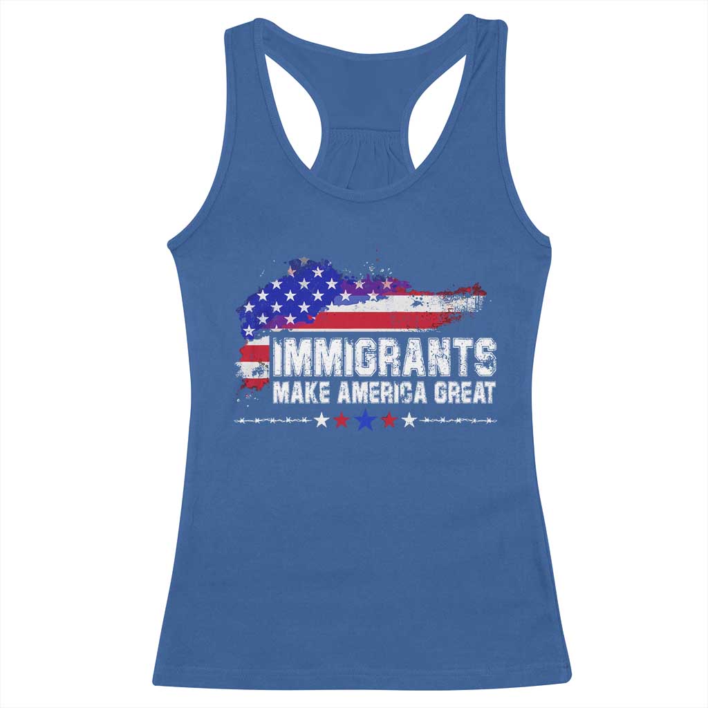 Immigrants Make America Great Racerback Tank Top American Flag Pro Immigration