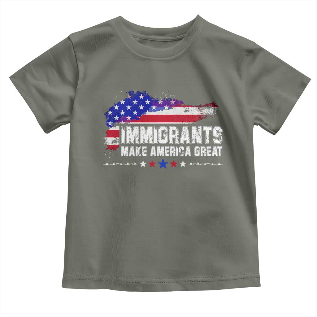 Immigrants Make America Great Toddler T Shirt American Flag Pro Immigration