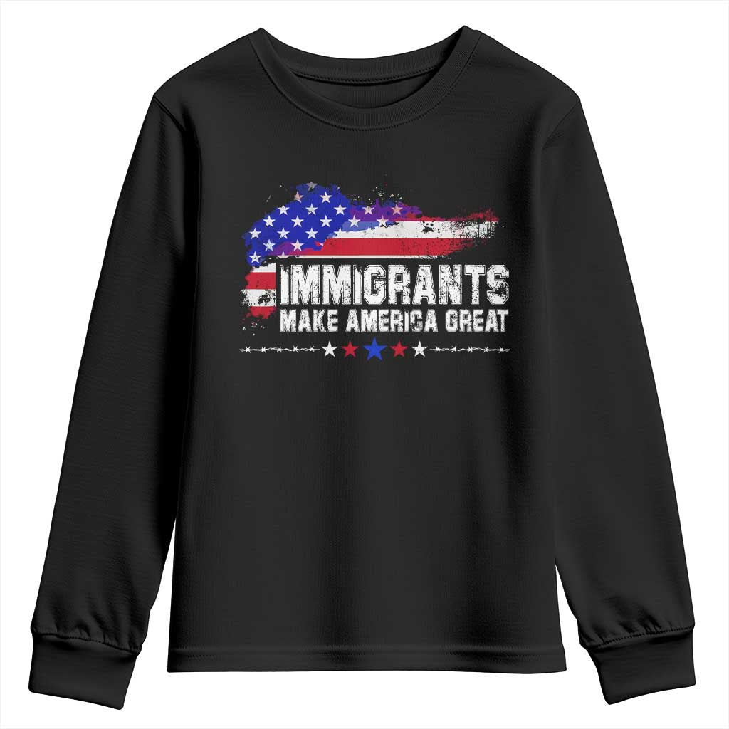 Immigrants Make America Great Youth Sweatshirt American Flag Pro Immigration