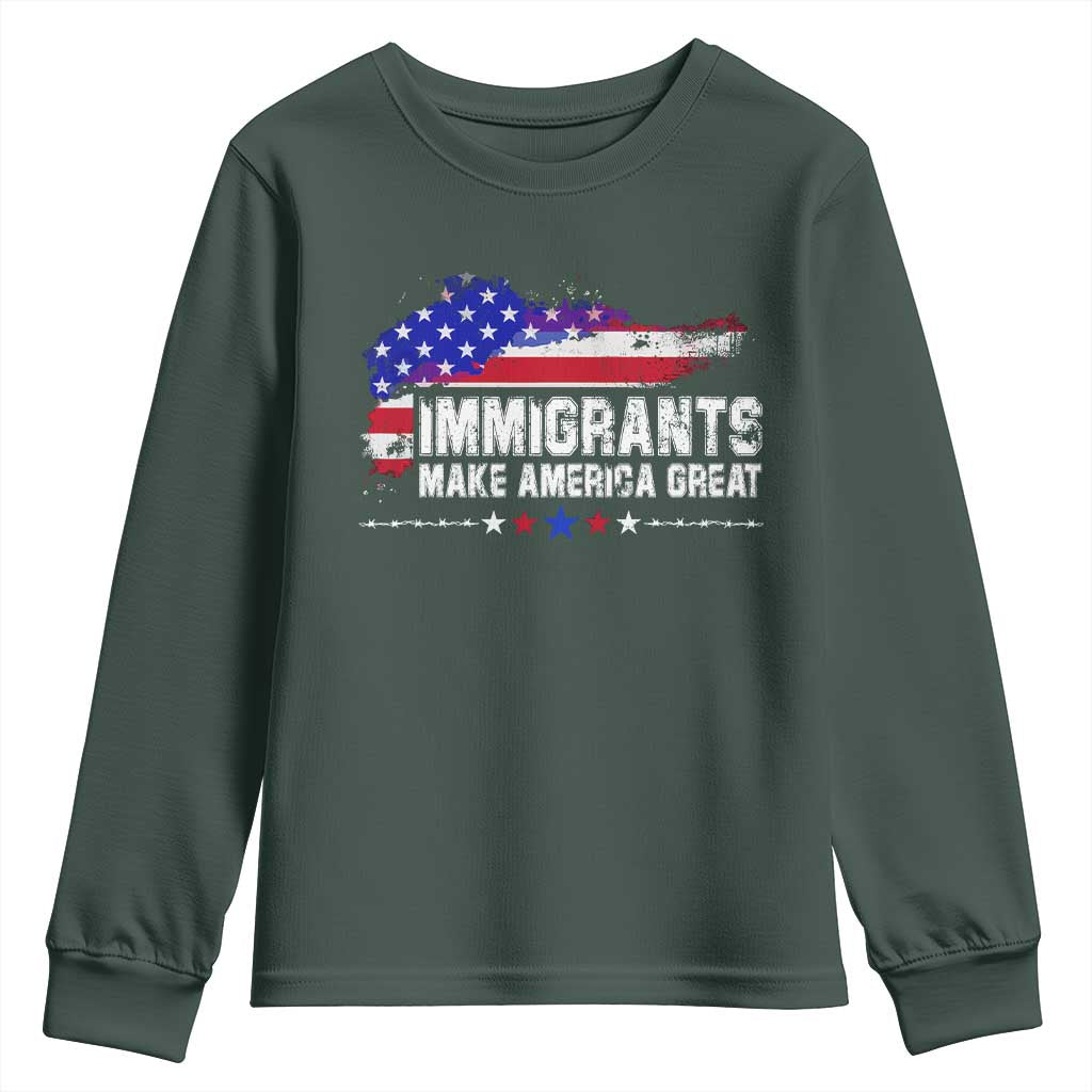 Immigrants Make America Great Youth Sweatshirt American Flag Pro Immigration