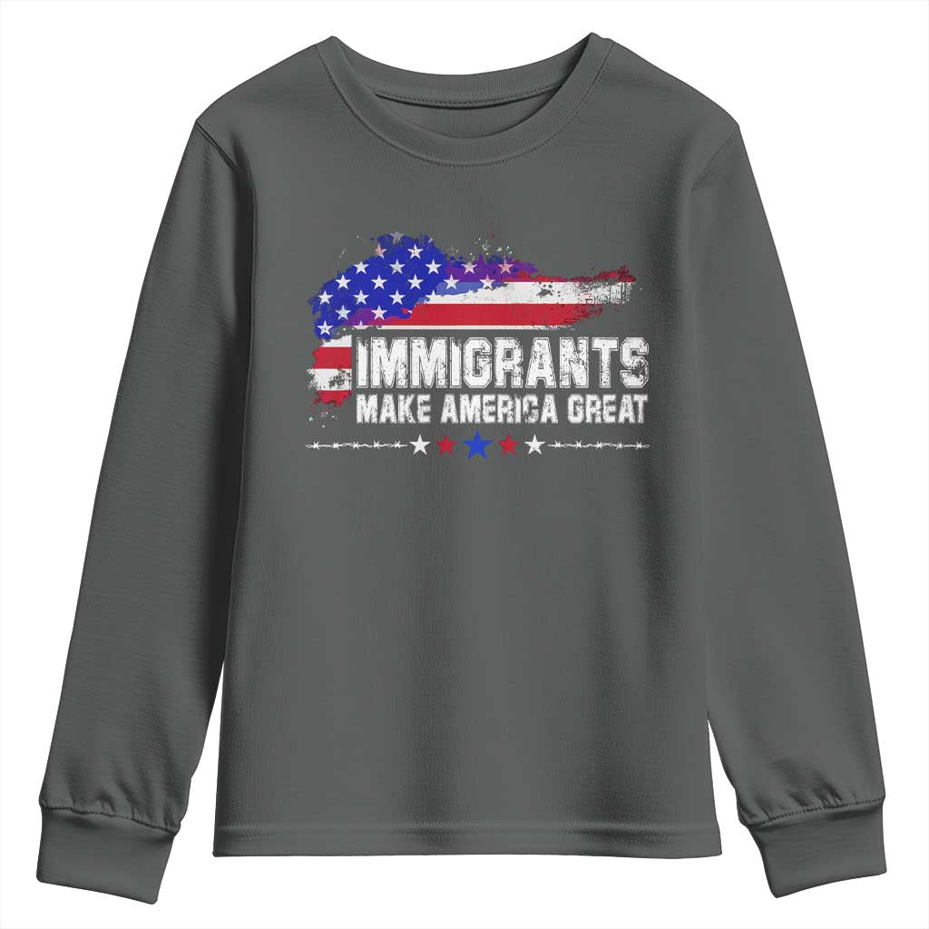 Immigrants Make America Great Youth Sweatshirt American Flag Pro Immigration