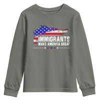 Immigrants Make America Great Youth Sweatshirt American Flag Pro Immigration