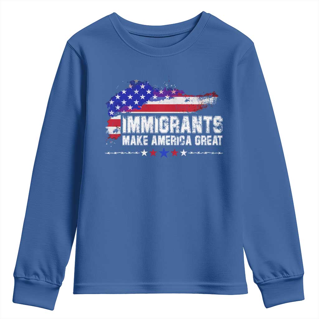 Immigrants Make America Great Youth Sweatshirt American Flag Pro Immigration