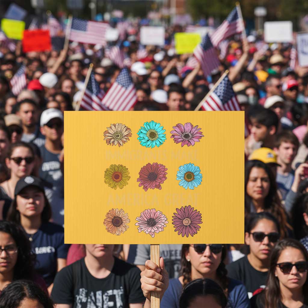 Immigrants Make America Great Protest Sign Political Progressive Pro Immigration Wildflower Gift - Wonder Print Shop