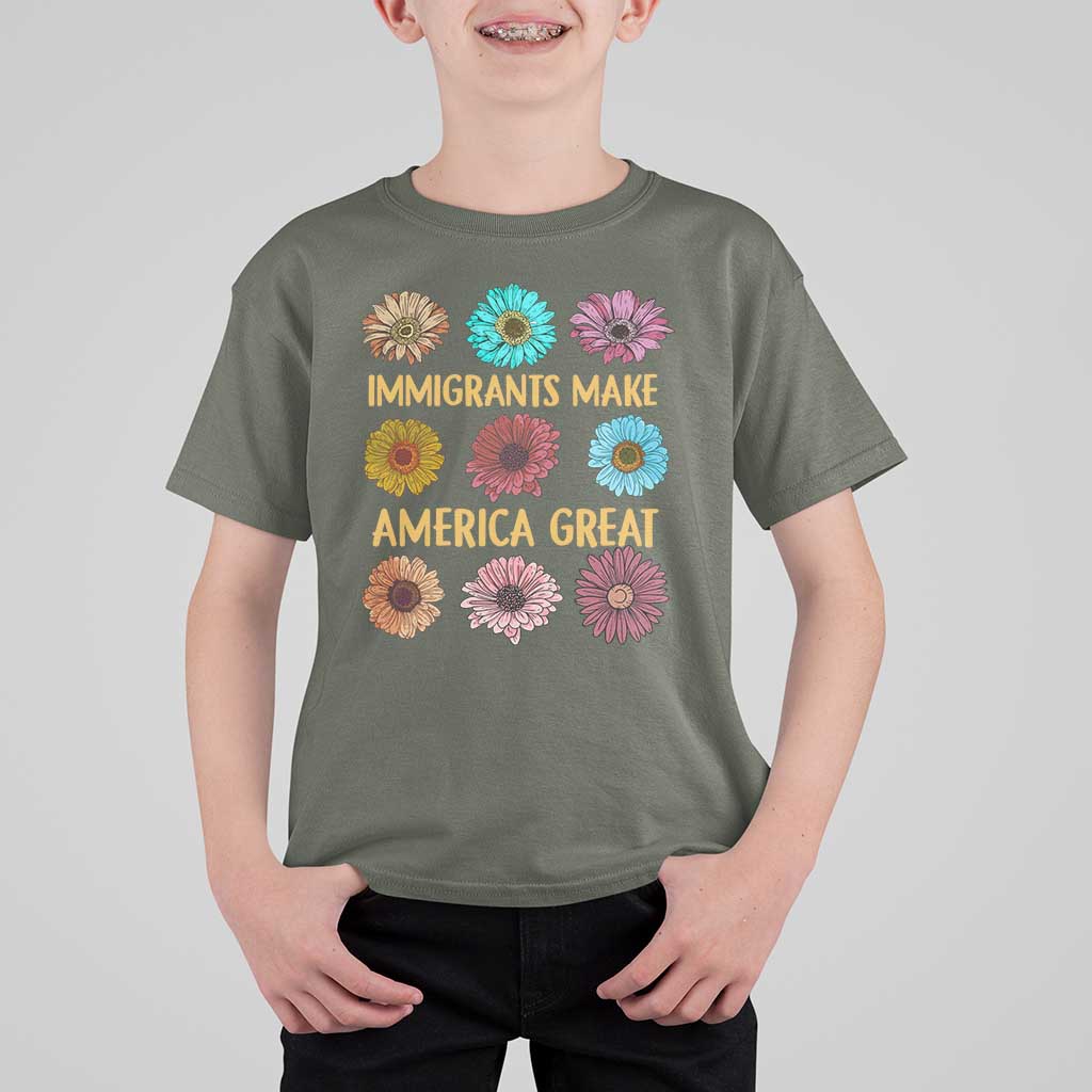 Immigrants Make America Great T Shirt For Kid Political Activism Progressive Pro Immigration Wildflower Gift