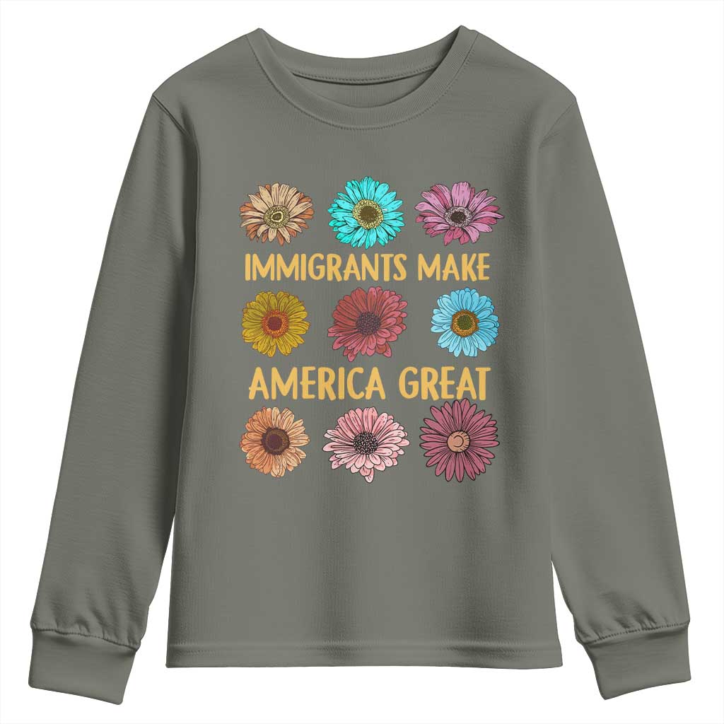 Immigrants Make America Great Youth Sweatshirt Political Progressive Pro Immigration Wildflower Gift