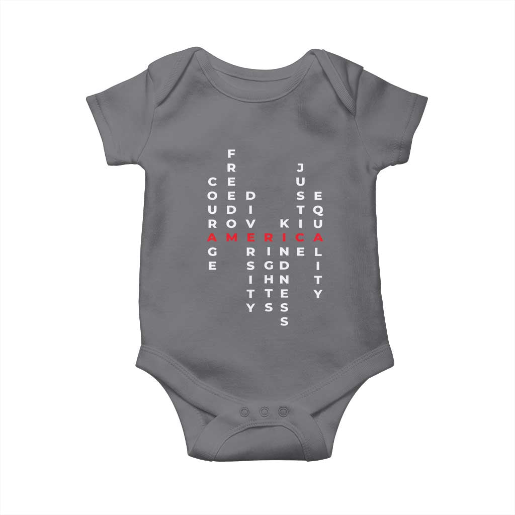 Equal Rights Baby Onesie Courage Freedom Diversity Rights Kindness Justice Equality