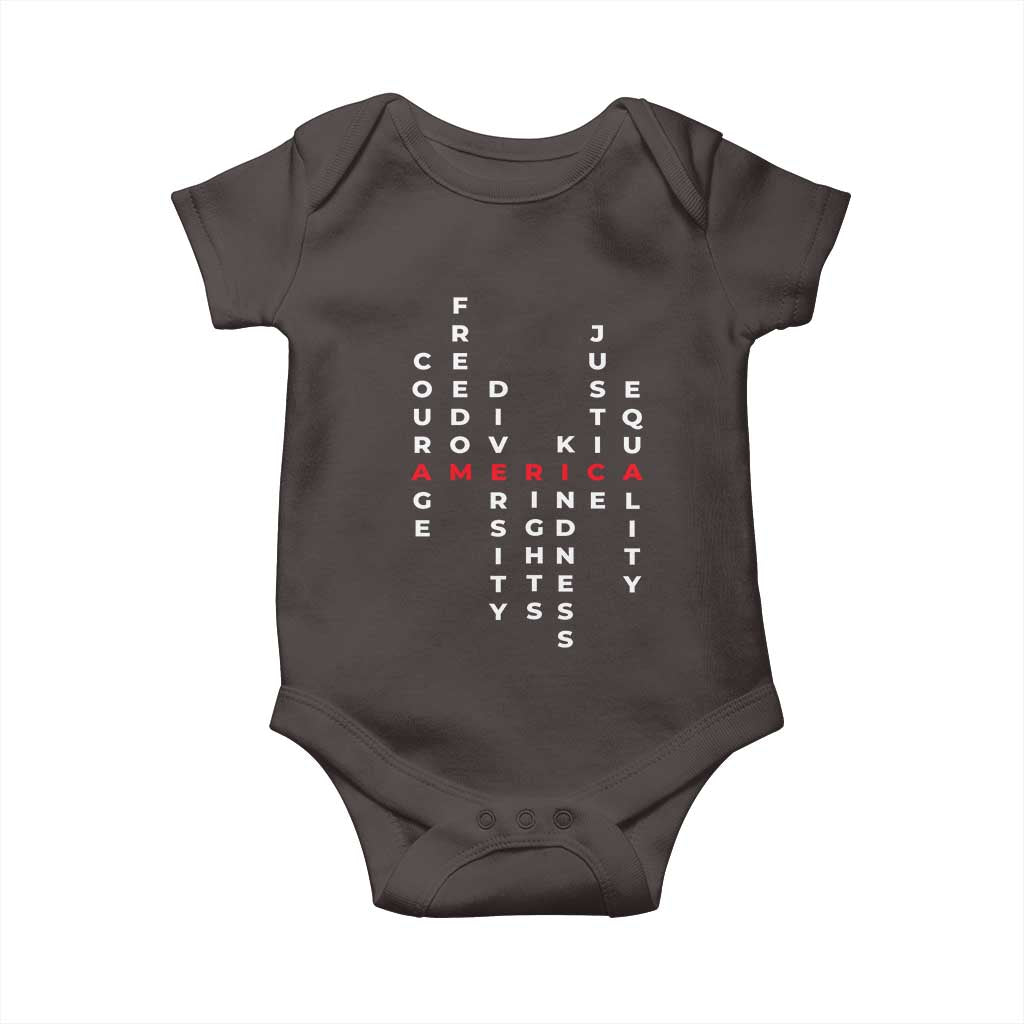 Equal Rights Baby Onesie Courage Freedom Diversity Rights Kindness Justice Equality