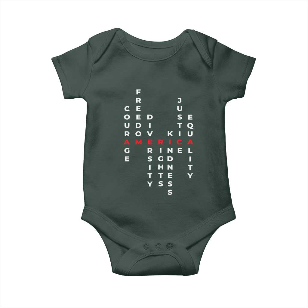 Equal Rights Baby Onesie Courage Freedom Diversity Rights Kindness Justice Equality