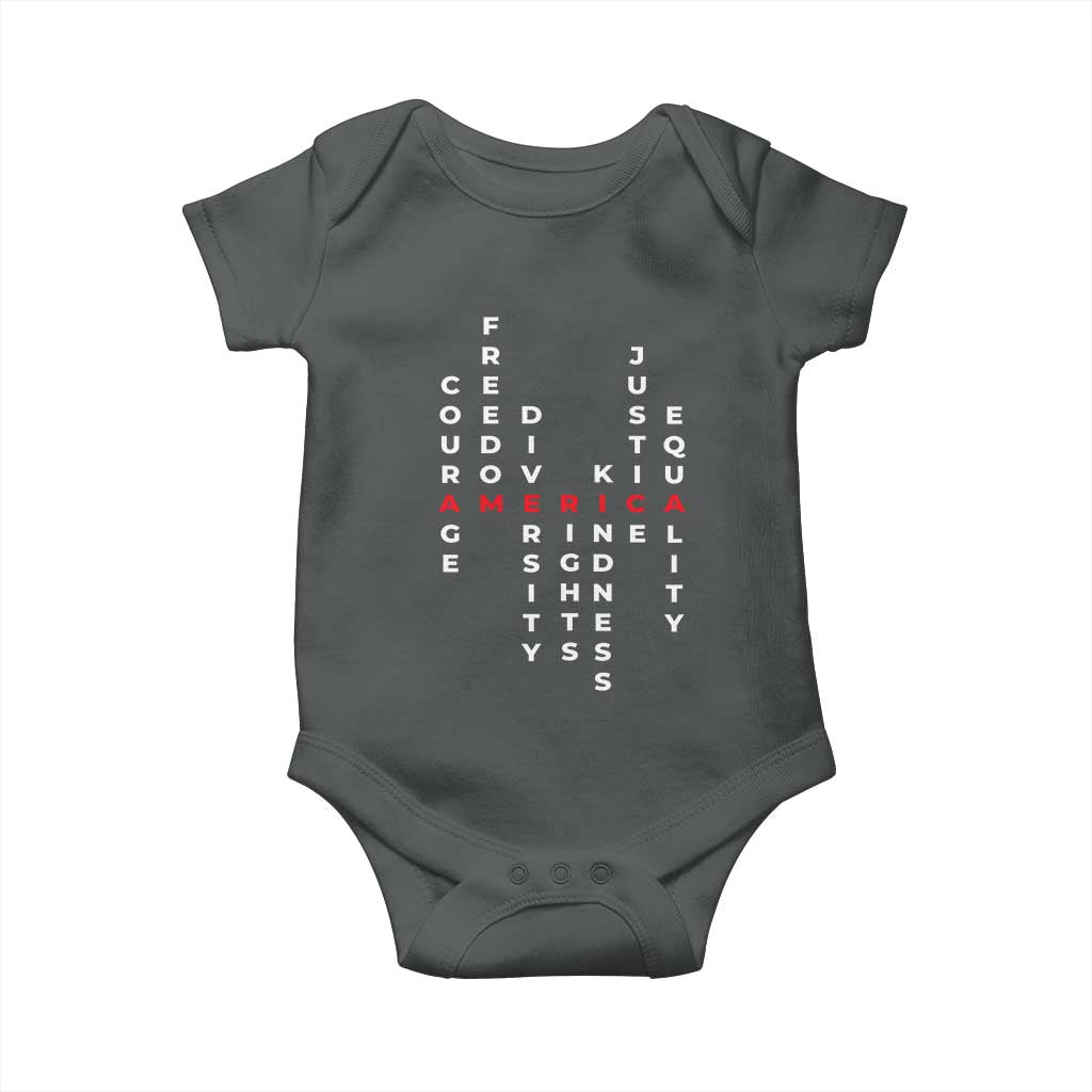 Equal Rights Baby Onesie Courage Freedom Diversity Rights Kindness Justice Equality