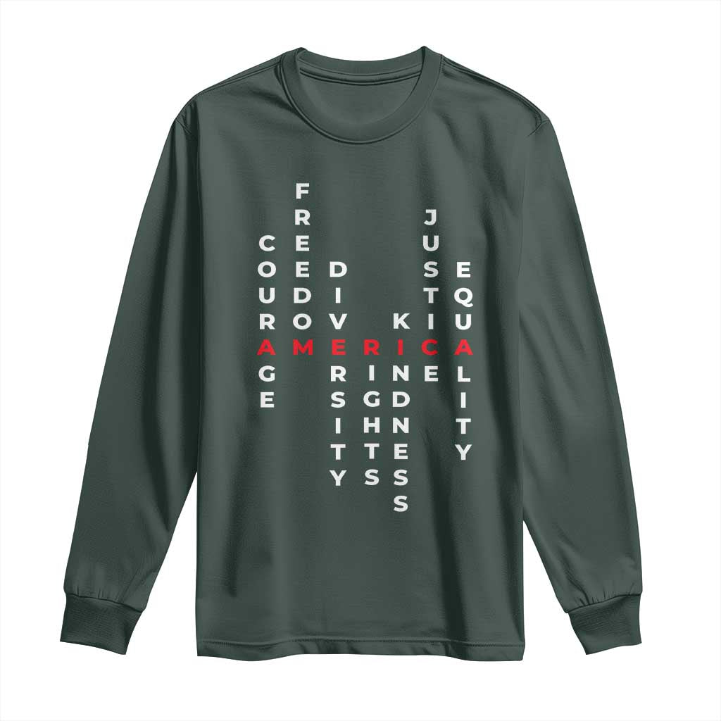 Equal Rights Long Sleeve Shirt Courage Freedom Diversity Rights Kindness Justice Equality