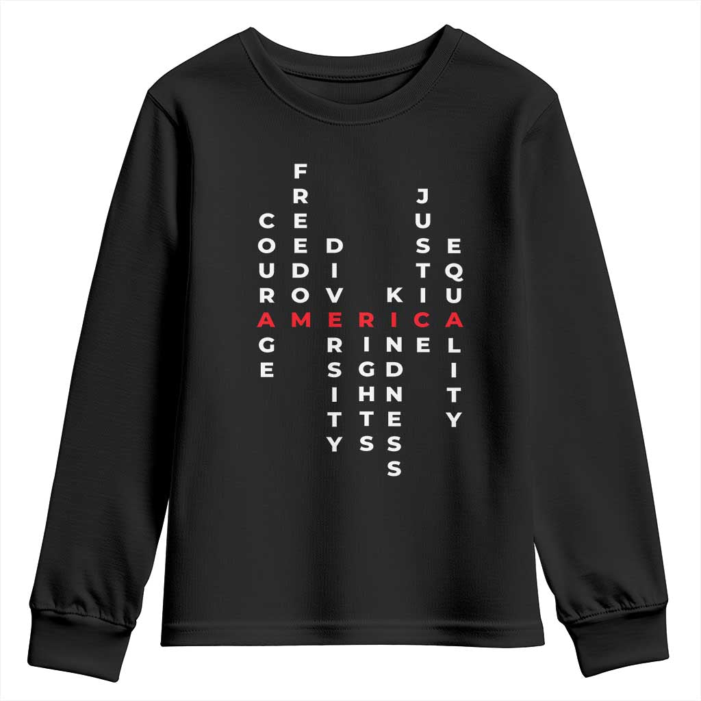 Equal Rights Youth Sweatshirt Courage Freedom Diversity Rights Kindness Justice Equality
