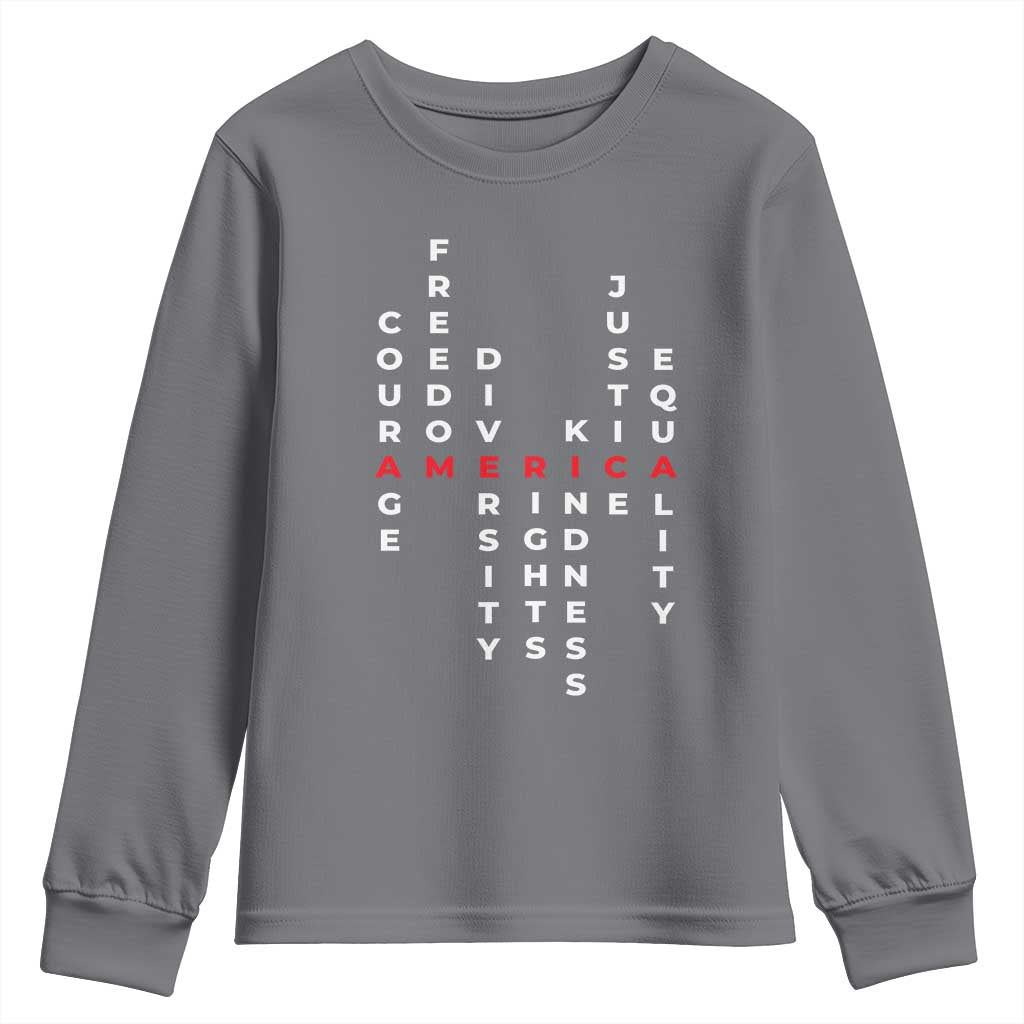 Equal Rights Youth Sweatshirt Courage Freedom Diversity Rights Kindness Justice Equality