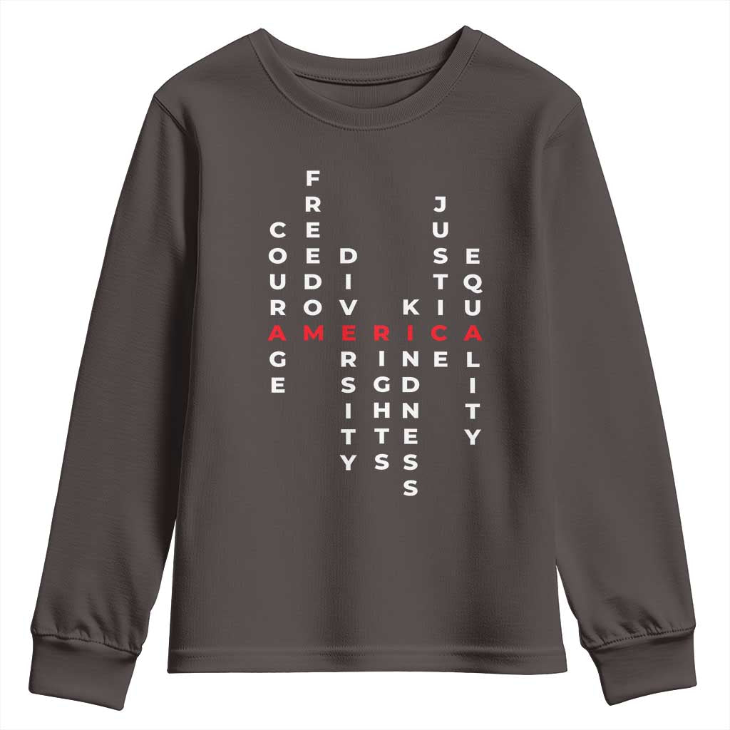 Equal Rights Youth Sweatshirt Courage Freedom Diversity Rights Kindness Justice Equality