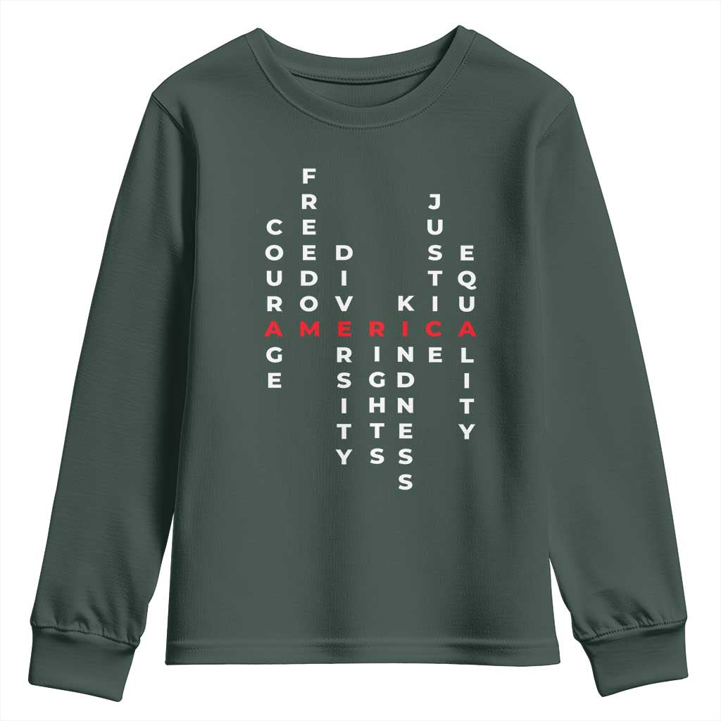 Equal Rights Youth Sweatshirt Courage Freedom Diversity Rights Kindness Justice Equality