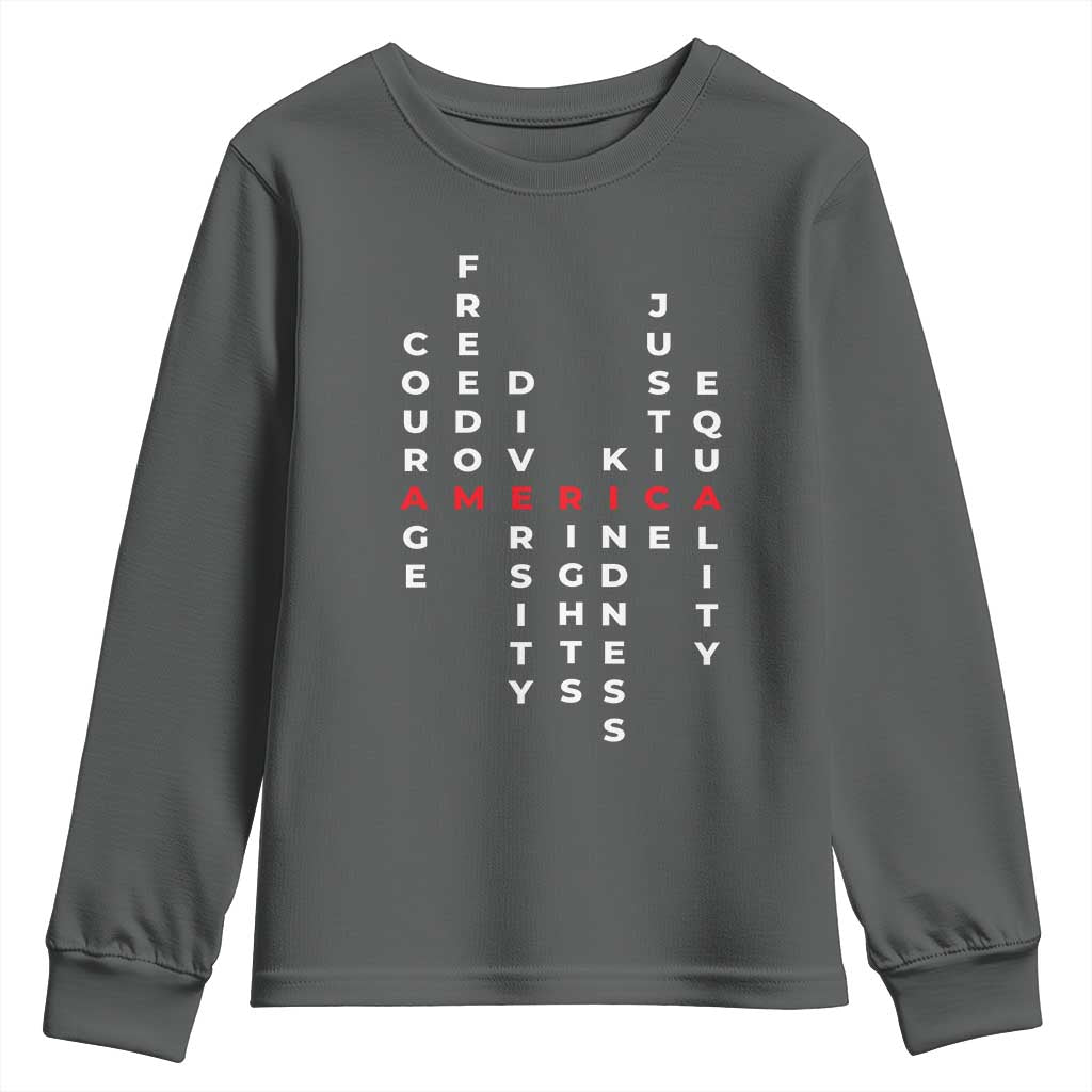 Equal Rights Youth Sweatshirt Courage Freedom Diversity Rights Kindness Justice Equality