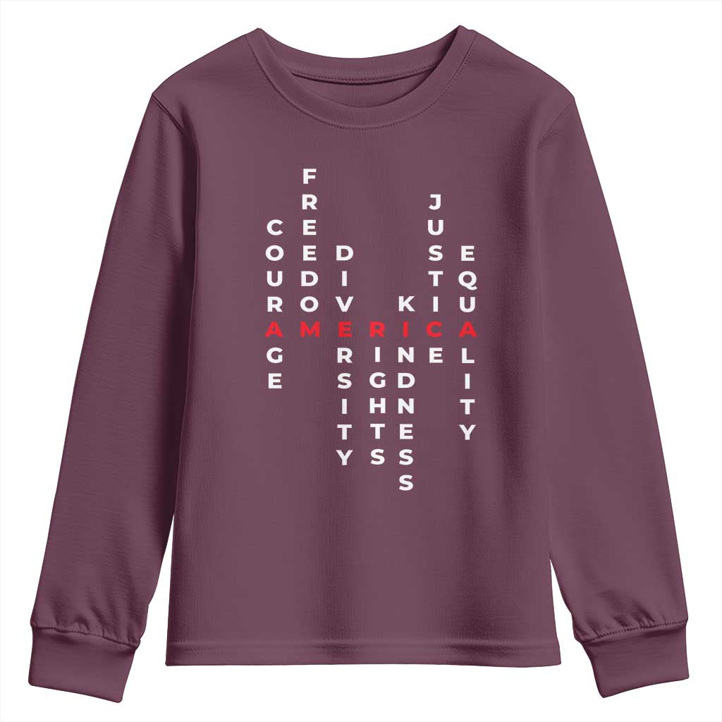 Equal Rights Youth Sweatshirt Courage Freedom Diversity Rights Kindness Justice Equality