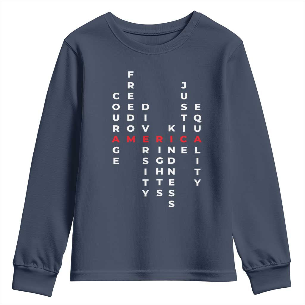 Equal Rights Youth Sweatshirt Courage Freedom Diversity Rights Kindness Justice Equality