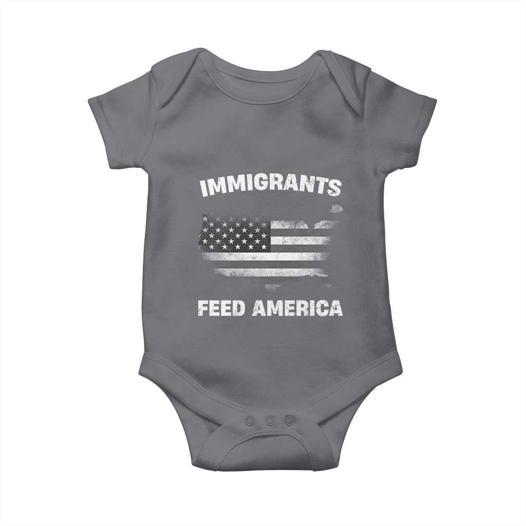 Immigrants Feed America Baby Onesie Grunge US Flag