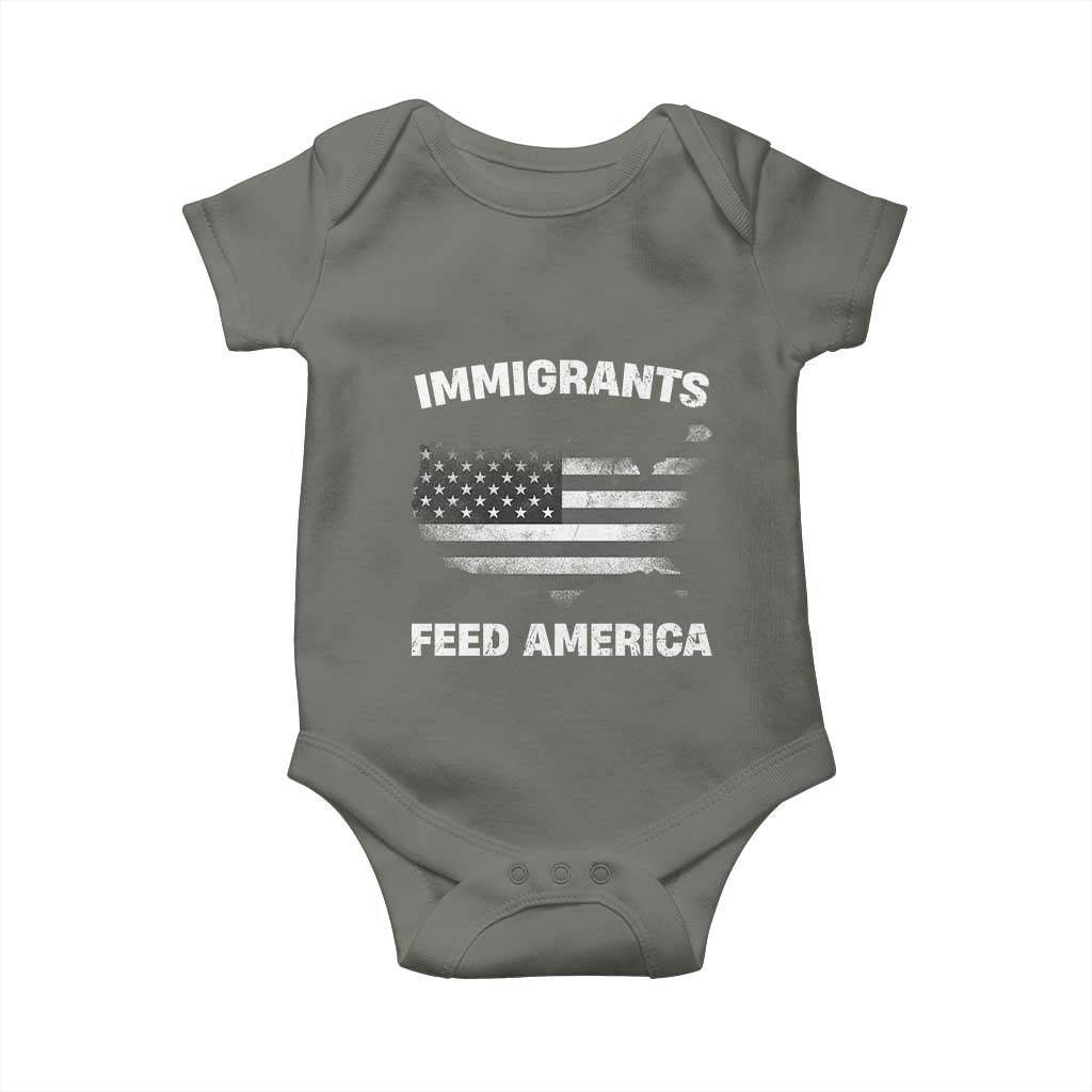 Immigrants Feed America Baby Onesie Grunge US Flag