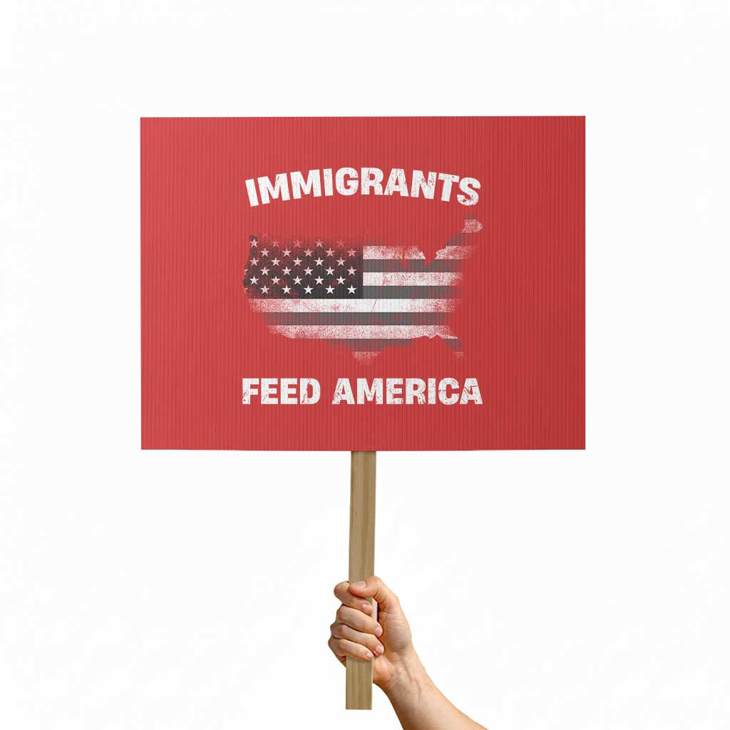 Immigrants Feed America Protest Sign Grunge US Flag - Wonder Print Shop
