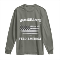 Immigrants Feed America Long Sleeve Shirt Grunge US Flag
