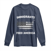 Immigrants Feed America Long Sleeve Shirt Grunge US Flag