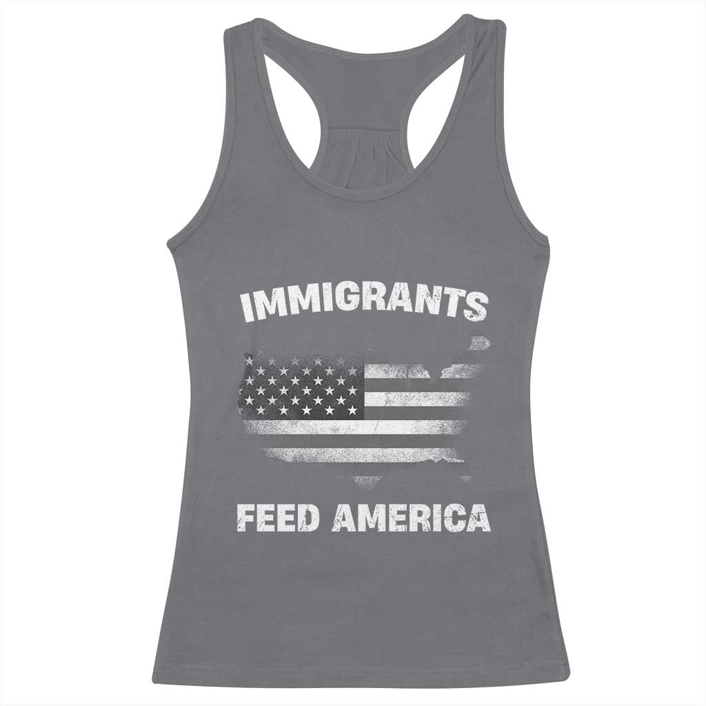 Immigrants Feed America Racerback Tank Top Grunge US Flag