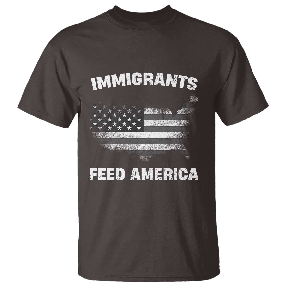 Immigrants Feed America T Shirt Grunge US Flag