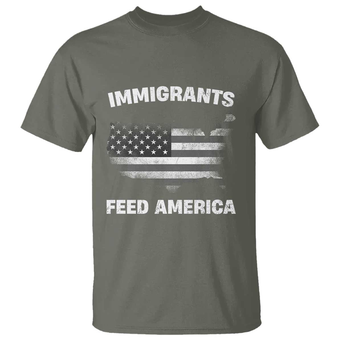 Immigrants Feed America T Shirt Grunge US Flag
