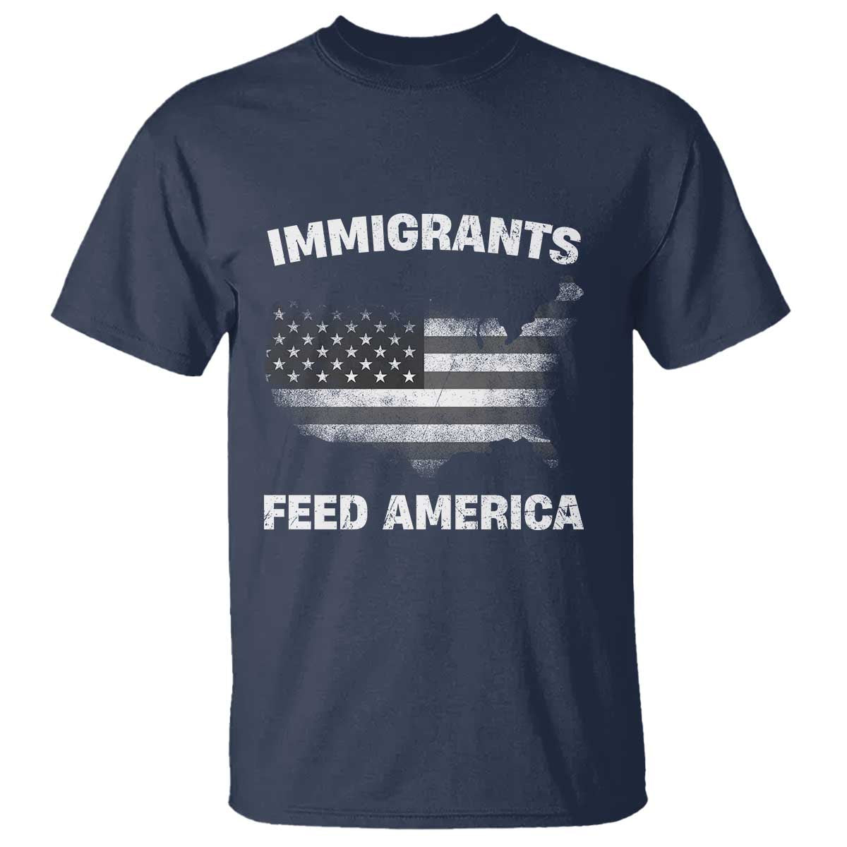 Immigrants Feed America T Shirt Grunge US Flag