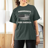 Immigrants Feed America T Shirt For Women Grunge US Flag