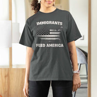 Immigrants Feed America T Shirt For Women Grunge US Flag