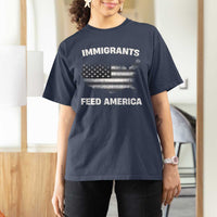 Immigrants Feed America T Shirt For Women Grunge US Flag