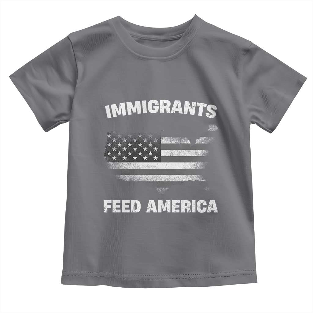 Immigrants Feed America Toddler T Shirt Grunge US Flag
