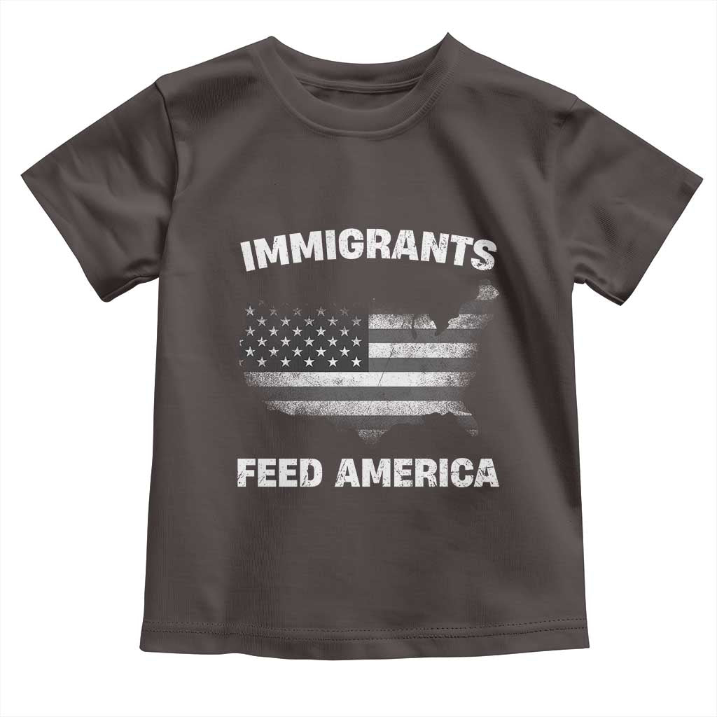Immigrants Feed America Toddler T Shirt Grunge US Flag