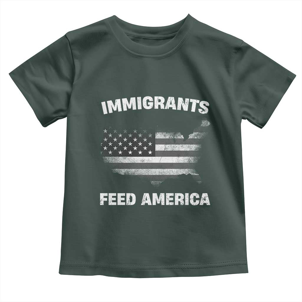 Immigrants Feed America Toddler T Shirt Grunge US Flag