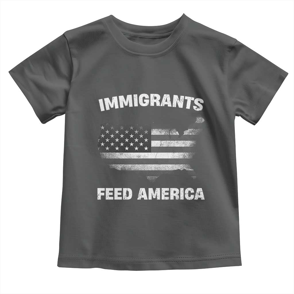 Immigrants Feed America Toddler T Shirt Grunge US Flag