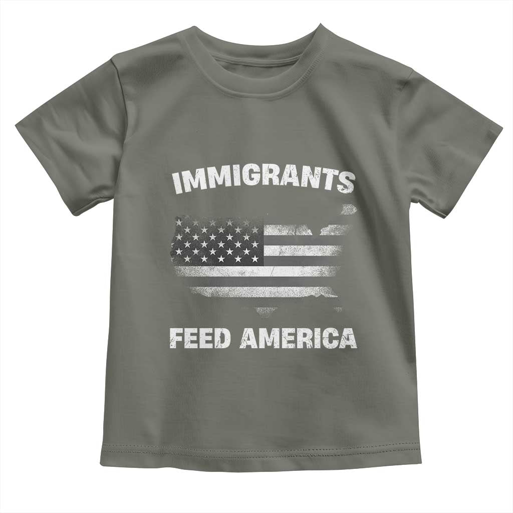 Immigrants Feed America Toddler T Shirt Grunge US Flag