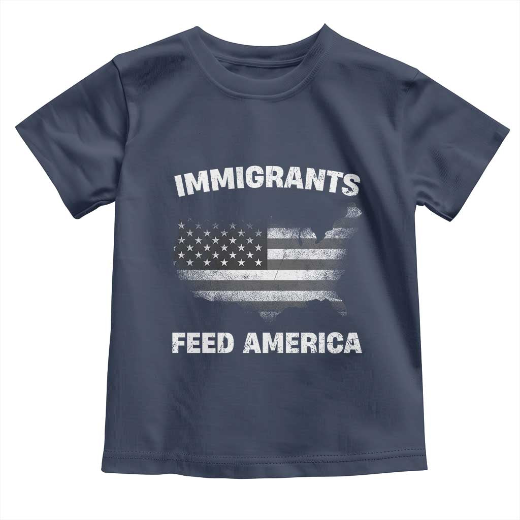 Immigrants Feed America Toddler T Shirt Grunge US Flag