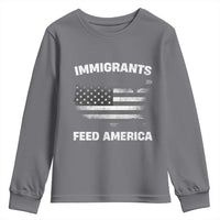 Immigrants Feed America Youth Sweatshirt Grunge US Flag