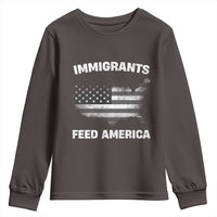 Immigrants Feed America Youth Sweatshirt Grunge US Flag