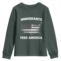 Immigrants Feed America Youth Sweatshirt Grunge US Flag