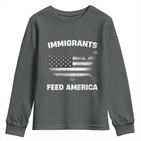 Immigrants Feed America Youth Sweatshirt Grunge US Flag