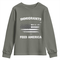 Immigrants Feed America Youth Sweatshirt Grunge US Flag