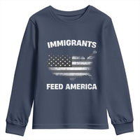 Immigrants Feed America Youth Sweatshirt Grunge US Flag