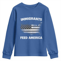 Immigrants Feed America Youth Sweatshirt Grunge US Flag