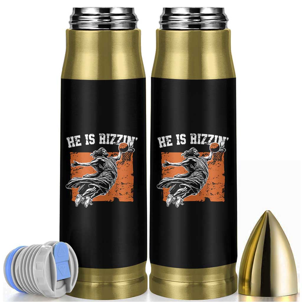He is Rizzin Bullet Tumbler Funny Jesus Playing Basketball Vintage Faith - Wonder Print Shop