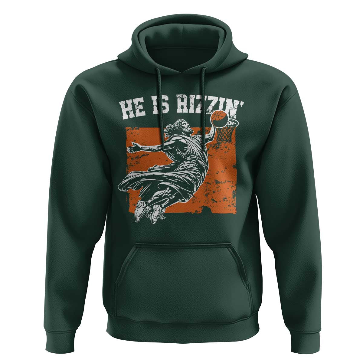 He is Rizzin Hoodie Funny Jesus Playing Basketball Vintage Faith - Wonder Print Shop