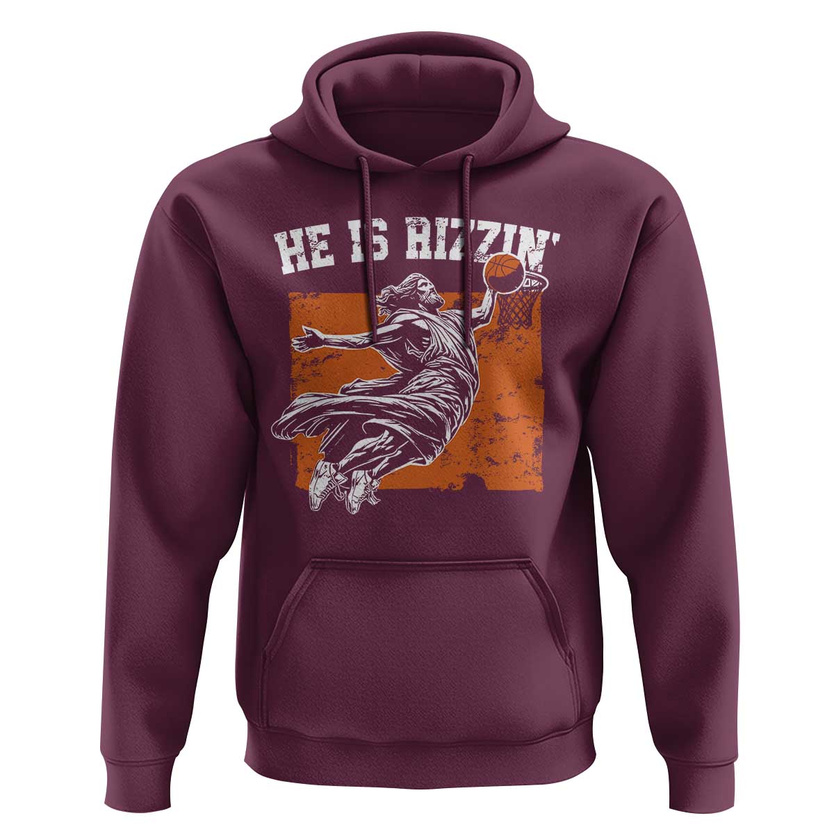He is Rizzin Hoodie Funny Jesus Playing Basketball Vintage Faith - Wonder Print Shop